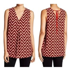 PLEIONE Womens Size Small Sleeveless Chevron Striped Tank Top Shirt